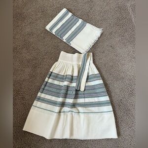 Vintage Embroidered Midi Skirt with Matching Belt and Scarf